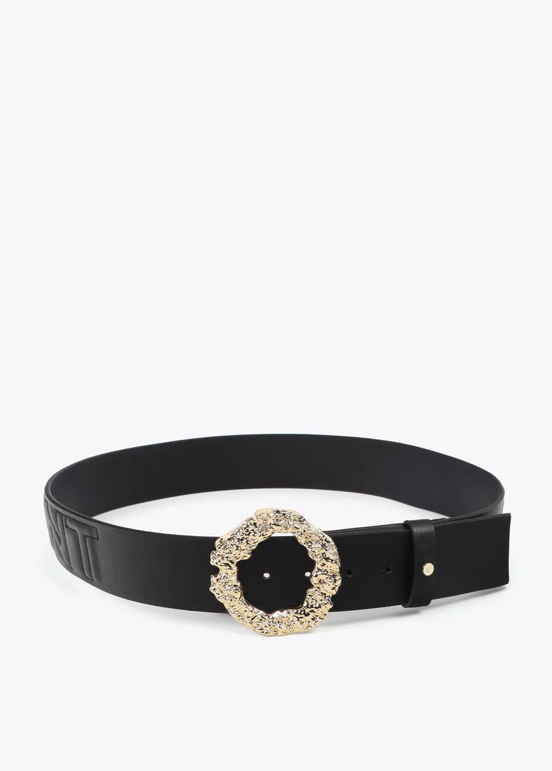 Lola Casademunt Textured Buckle Belt with Stitched Logo