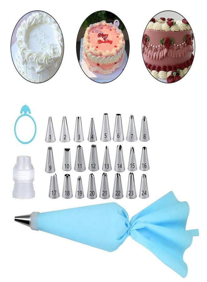 Restynic 27-Piece Cake Decorating Kit with 24 Stainless Steel Nozzles, Reusable Silicone Bag, Coupler & Tie - Icing Bags and Tips Set for Cupcakes, Cookies & Baking - Image 3