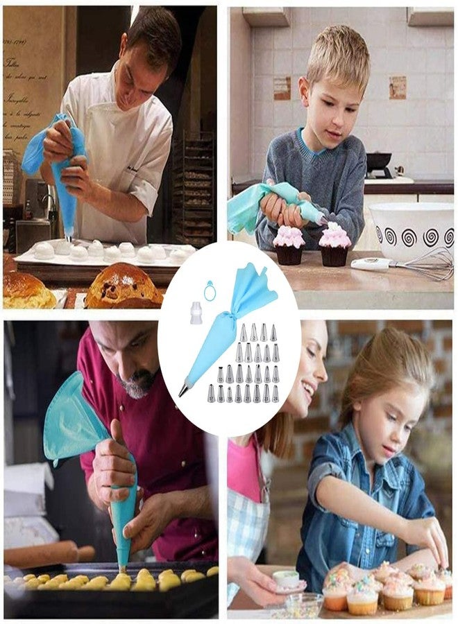 Restynic 27-Piece Cake Decorating Kit with 24 Stainless Steel Nozzles, Reusable Silicone Bag, Coupler & Tie - Icing Bags and Tips Set for Cupcakes, Cookies & Baking - Image 4