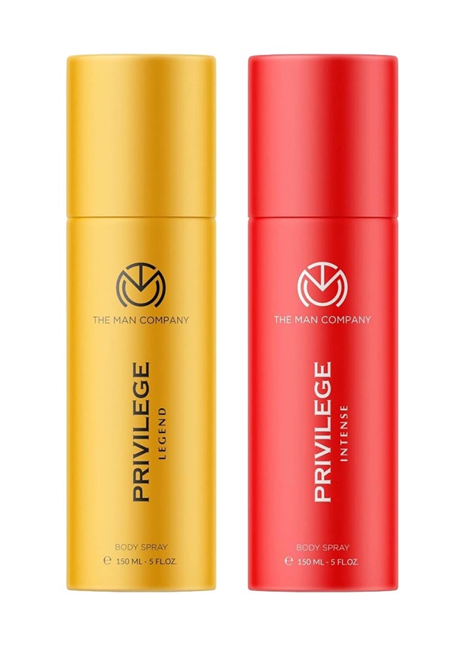 The Man Company Pack Of 2 Privilege Active Deodorant For Men| Premium Body Spray | Long-Lasting Fragrance | Perfect Deo For Everyday Use | Gift For Husband, Boyfriend - 150ml Gold/Red 