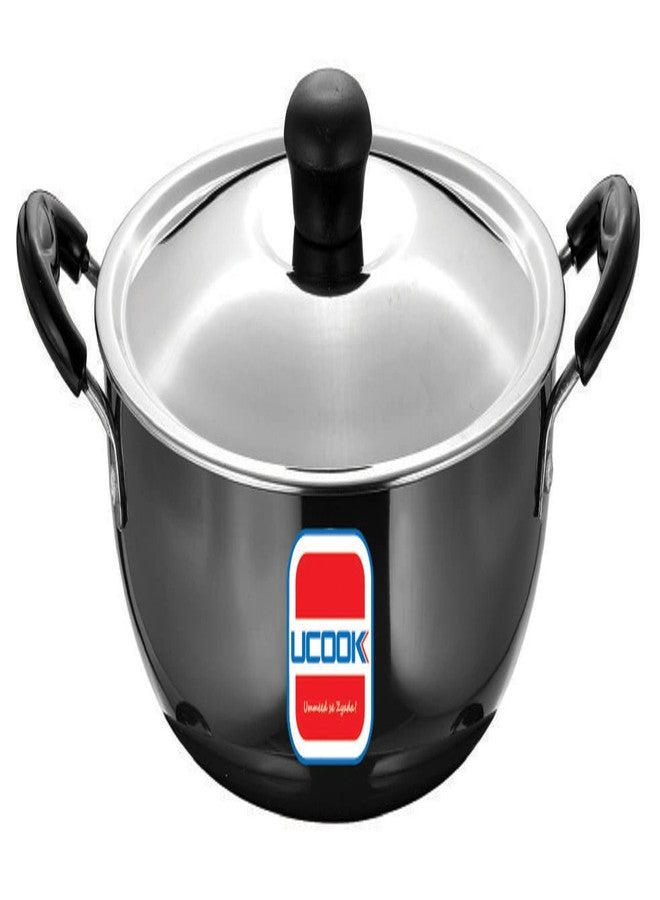 UCOOK by United Ekta Group Hard Anodised Induction Kadhai with Steel Lid, Black (8 litres) - Image 1