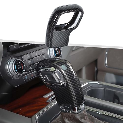 Jimen Compatible with Ford F150 2015-2020, Gear Shift Knob Cover Interior Trim Accessories (Carbon Fiber) - Image 1