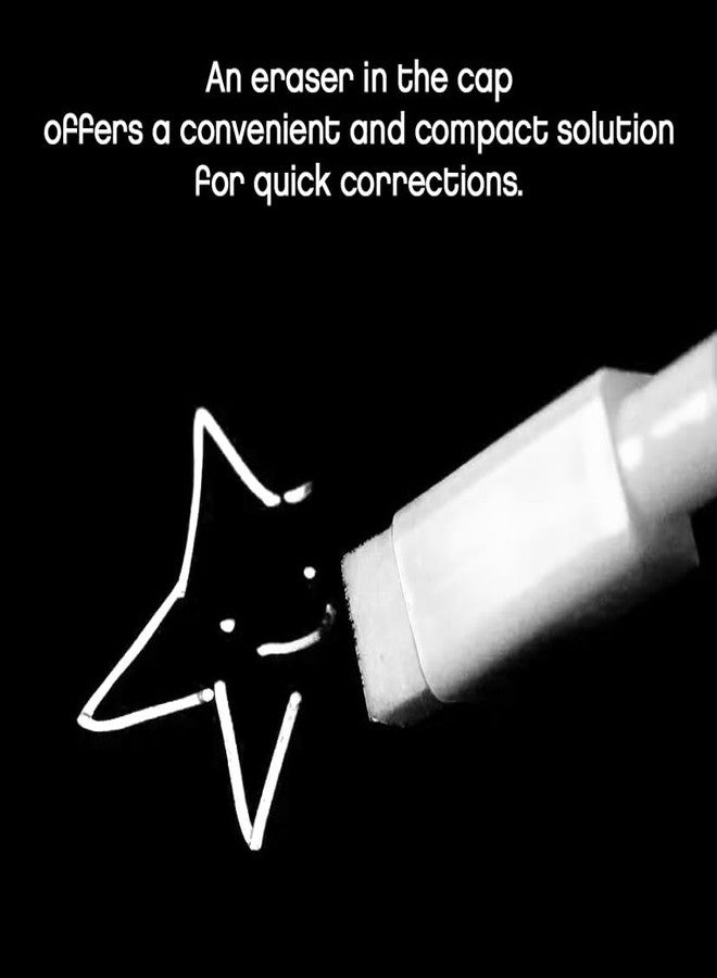 3 Lines Marker pens for LED boards, chalkboards, and glass surfaces | Erasable liquid chalk markers | White | Qty - 2 - Image 4