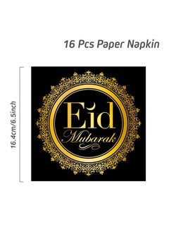 FIESTA 48 Piece Black and Gold Eid Mubarak Plates and Cups Disposable Tableware Set  - Image 5