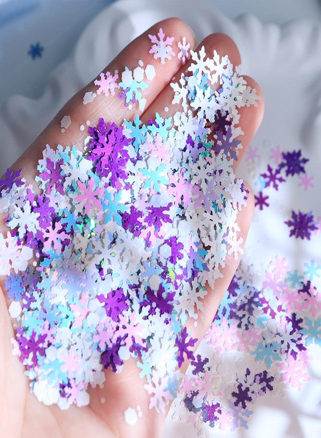 ترتر أظافر لامع على شكل ندفة ثلجية لعيد الميلاد، تصميم ندفات أظافر شتوية، زينة أظافر ثلاثية الأبعاد بألوان مختلطة، ترتر لامع لأظافر عيد الميلاد للنساء - Image 4