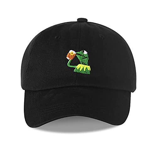 Raylarnia Adjustable Kermit The Frog Embroidered Baseball Cap - Unisex Classic Dad Trucker Hat Black - Image 1