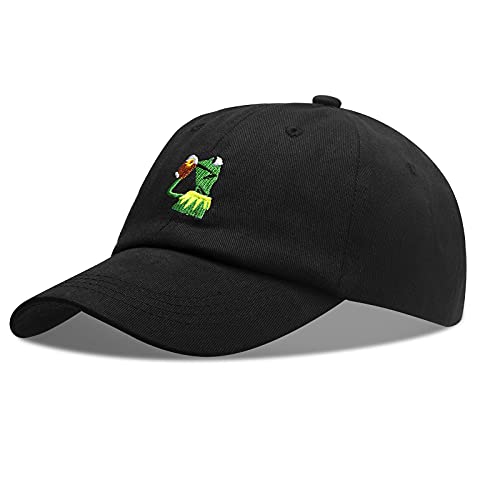 Raylarnia Adjustable Kermit The Frog Embroidered Baseball Cap - Unisex Classic Dad Trucker Hat Black - Image 2