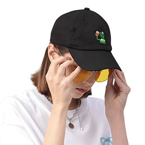 Raylarnia Adjustable Kermit The Frog Embroidered Baseball Cap - Unisex Classic Dad Trucker Hat Black - Image 3
