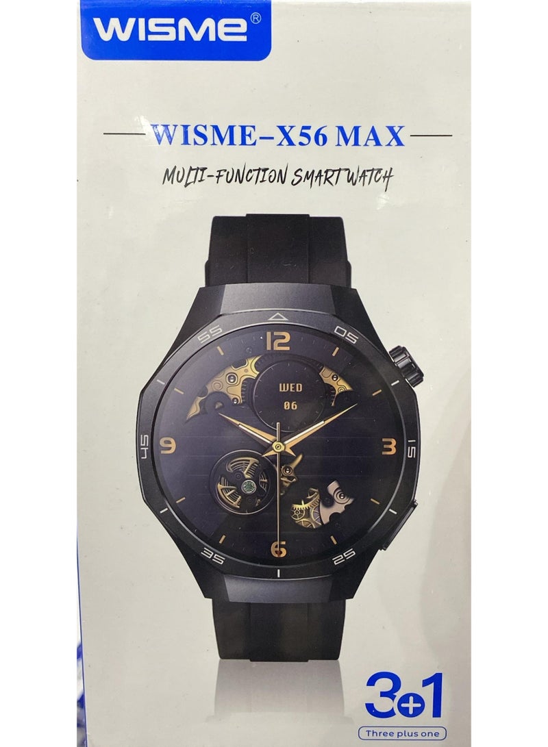ويزمي ساعة WISME X56 MAX الذكية متعددة الوظائف مع مجموعة أحزمة 3 في 1 - مكالمات بلوتوث، متتبع الصحة واللياقة البدنية، شحن لاسلكي، شاشة عالية الدقة - متوافقة مع نظامي Android و iOS (أسود) - Image 3