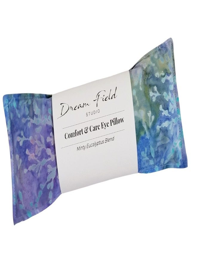 Dream Field Studio Handmade Mint Eye Pillow – Natural Flax Seed Aromatherapy Mask with Eucalyptus & Peppermint, Hot or Cold Comfort, Relaxation & Self-Care Gift, Small Batch USA Made | Blue Lagoon Batik - Image 1