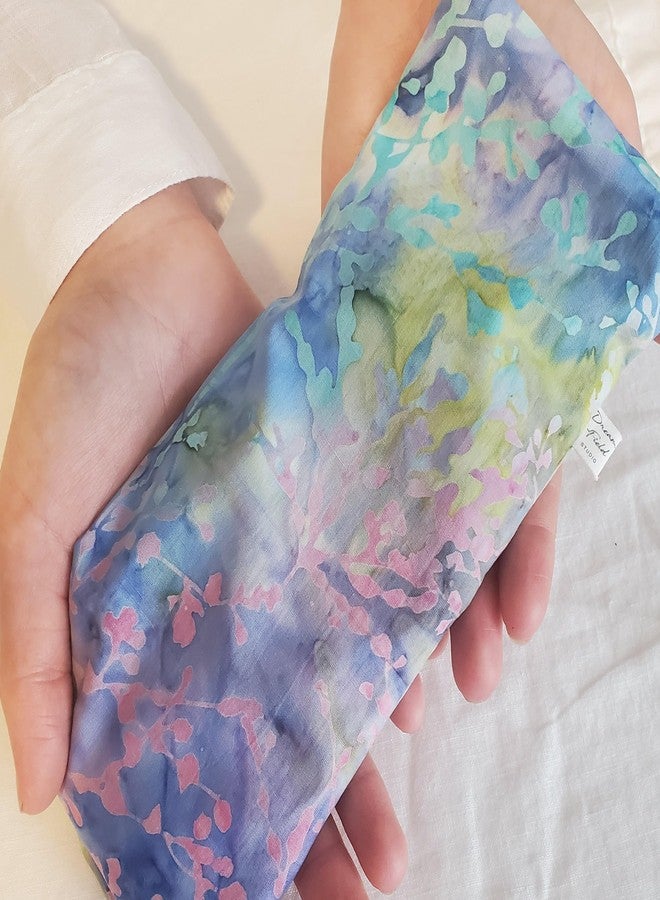Dream Field Studio Handmade Mint Eye Pillow – Natural Flax Seed Aromatherapy Mask with Eucalyptus & Peppermint, Hot or Cold Comfort, Relaxation & Self-Care Gift, Small Batch USA Made | Blue Lagoon Batik - Image 4