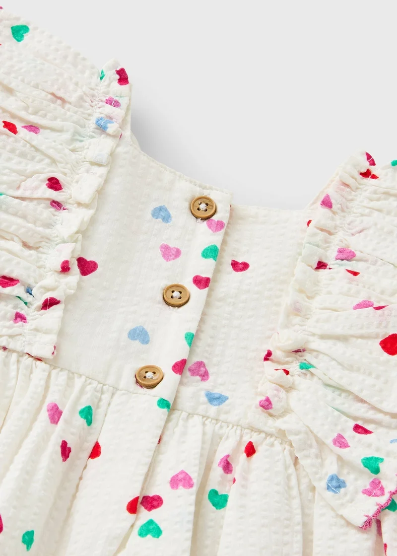 ماتلان Baby Cream Heart Frill Woven Dress