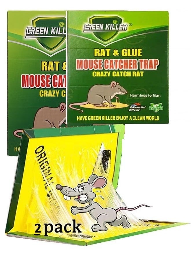 2-Piece Mouse & Rat Glue Traps - Super Sticky Adhesive Boards for Indoor/Outdoor Pest Control - Professional Strength Traps for Rats, Mice, Cockroaches, Spiders & Insects (Non-Toxic)