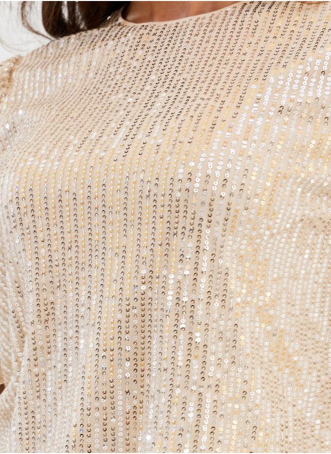Styli - Sequined Embellished Short Sleeve Top - Image 1