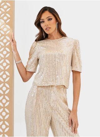 Sequined Embellished Short Sleeve Top - pzsku/Z774258EAABBF7922B5A8Z/45/1746236622/2c612e11-1a5f-4fb4-947f-2afa371d48ec