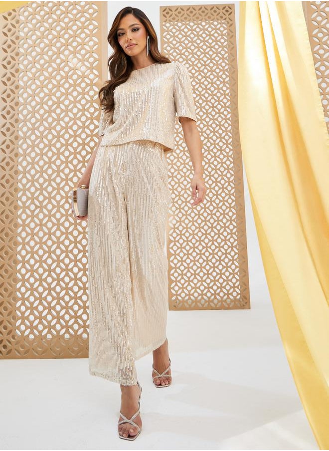 Styli - Sequined Embellished Short Sleeve Top - Image 1