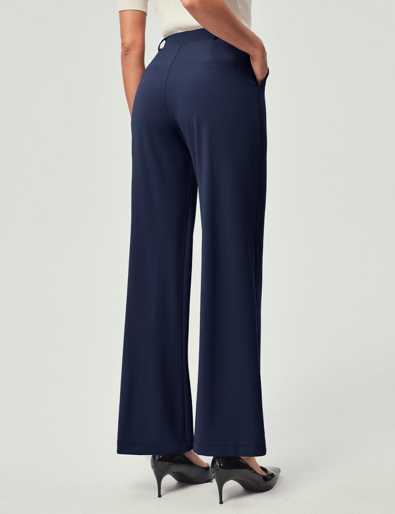 IUGA Womens Dress Pants Wide Leg Pull On Stretchy Work Pants Women High Waisted Business Casual Trousers with Pockets - Image 1