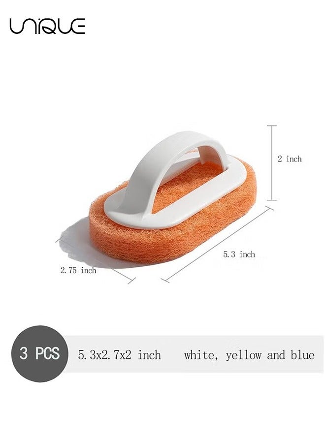 يونيك اسفنجة تنظيف مع مقبض ، فرك غير خدش موقد المطبخ المنزلي السليلوز غسل الصحون موقد الحمام بالوعة فرشاة أرضية اسفنجة طبيعية قابلة للتحلل (3 عبوات) - Image 2