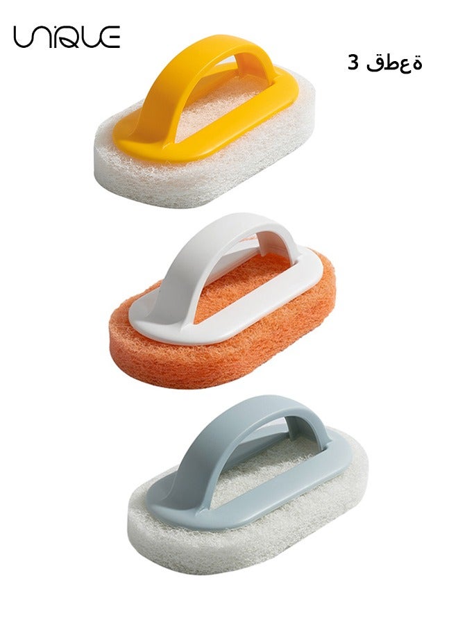 يونيك اسفنجة تنظيف مع مقبض ، فرك غير خدش موقد المطبخ المنزلي السليلوز غسل الصحون موقد الحمام بالوعة فرشاة أرضية اسفنجة طبيعية قابلة للتحلل (3 عبوات) - Image 1