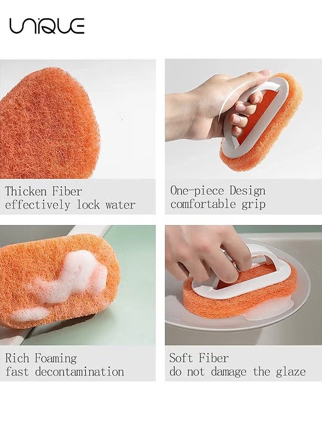 يونيك اسفنجة تنظيف مع مقبض ، فرك غير خدش موقد المطبخ المنزلي السليلوز غسل الصحون موقد الحمام بالوعة فرشاة أرضية اسفنجة طبيعية قابلة للتحلل (3 عبوات) - Image 3