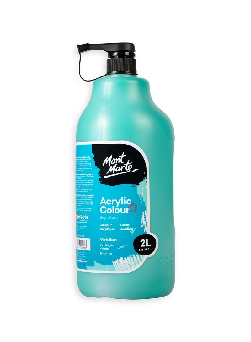 Mont Marte Signature Acrylic Colour 2 Litre Content With Pump Viridian - Image 2