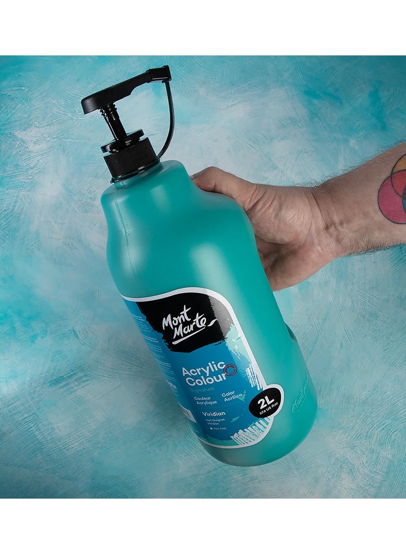 Mont Marte Signature Acrylic Colour 2 Litre Content With Pump Viridian - Image 5
