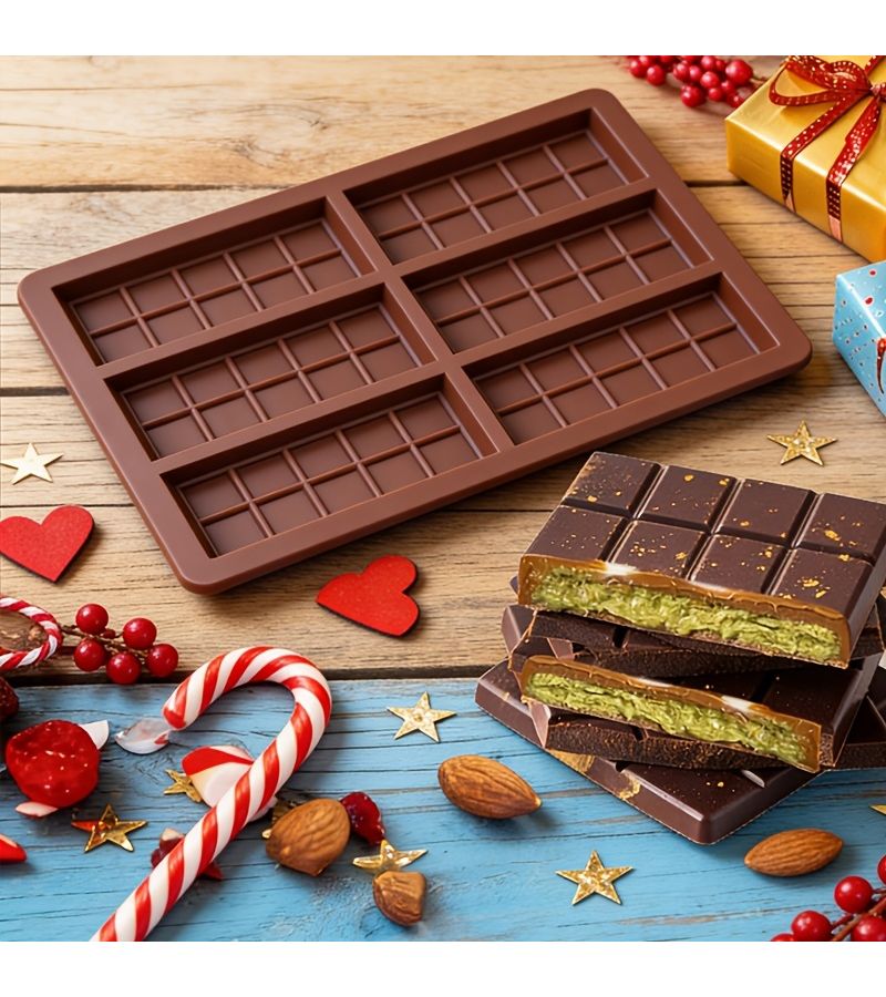 2pcs Silicone Square And Rectangle Chocolate Bar Mold For Stuffed Pistachio Candy - Image 3