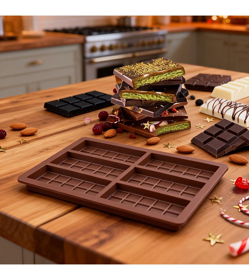 2pcs Silicone Square And Rectangle Chocolate Bar Mold For Stuffed Pistachio Candy - Image 2