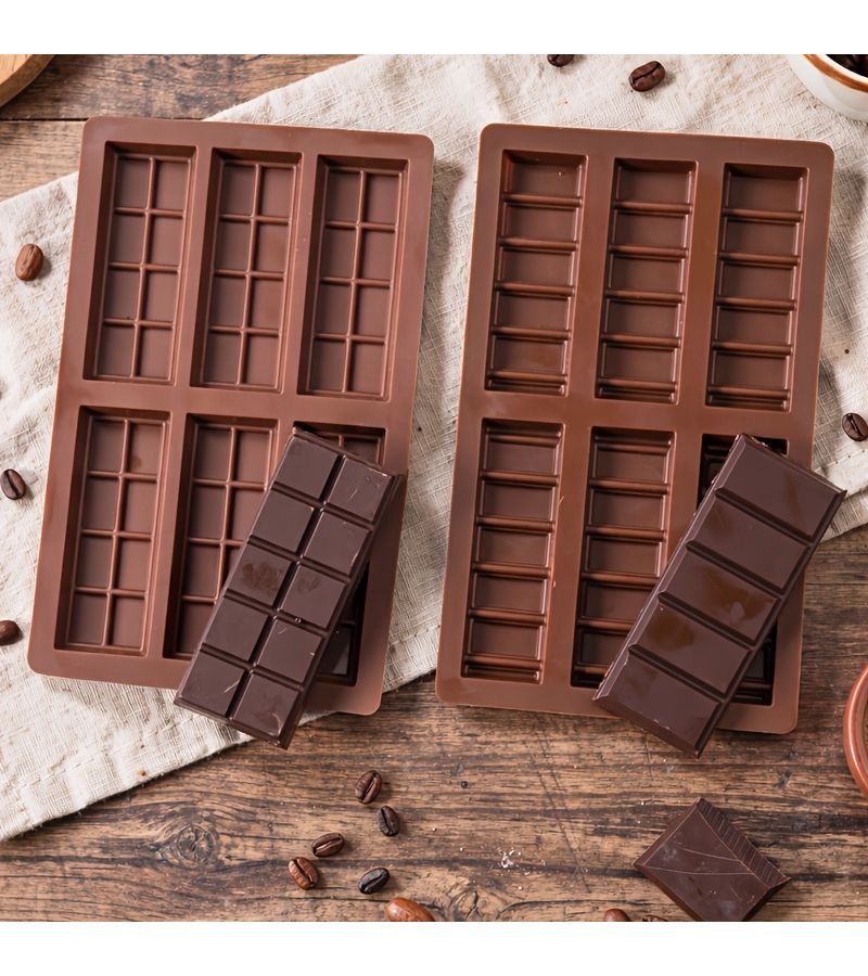 2pcs Silicone Square And Rectangle Chocolate Bar Mold For Stuffed Pistachio Candy - Image 1