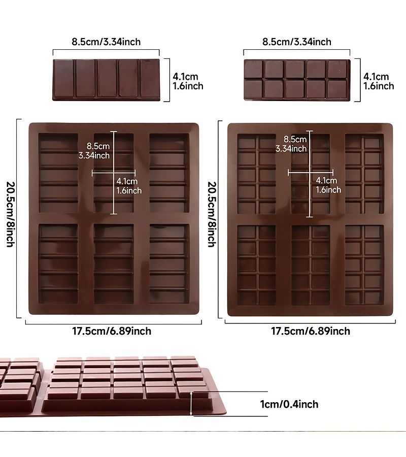 2pcs Silicone Square And Rectangle Chocolate Bar Mold For Stuffed Pistachio Candy - Image 5