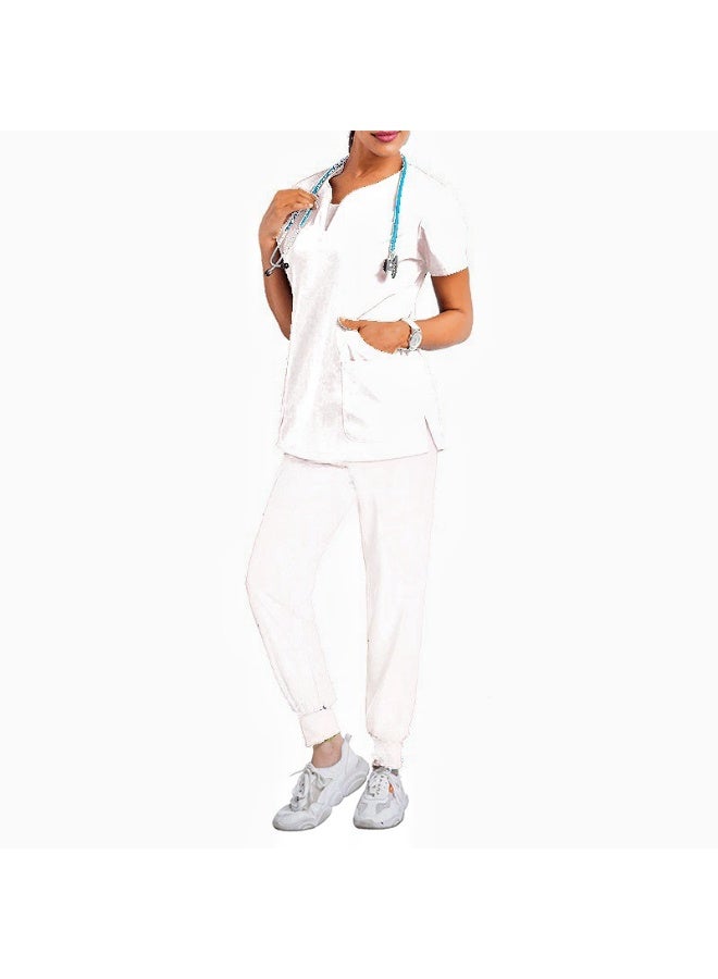 Loquat Womens Medical Scrubs Set Medical Uniform Set White - Image 2