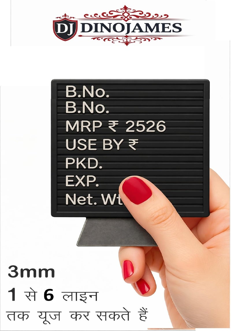 Dinojames Heavy Duty Self Inking Batch Coder, Letter Size -2mm Letter Type - Small Grooved(Rubber) Up to 7 Lines 55x30 mm - Image 2