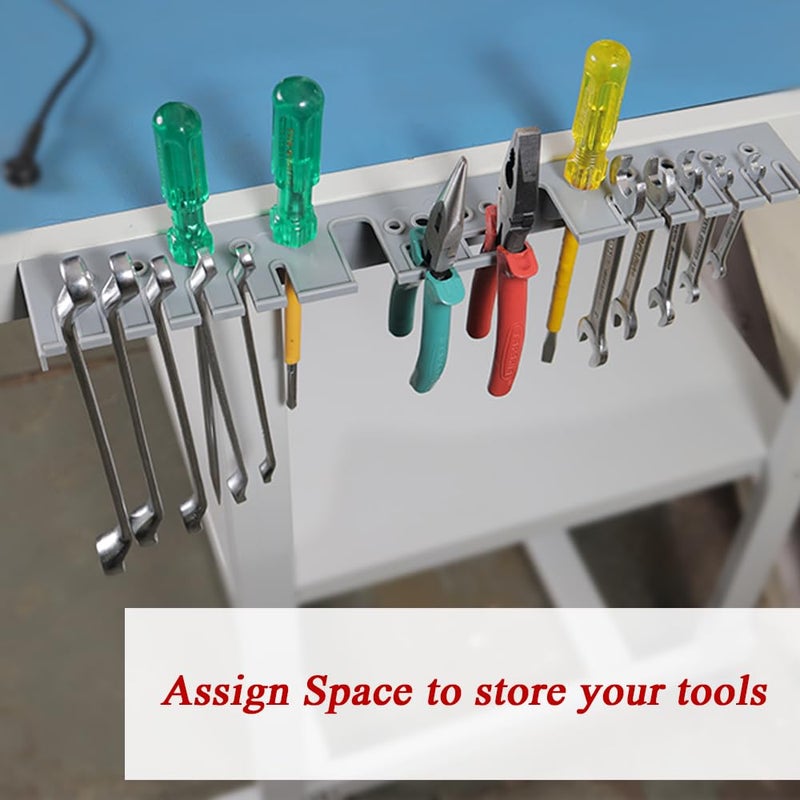 Alkon صينية أدوات حامل أدوات | منظم أدوات للورش | المرآب | المصنع | المتجر | محطة العمل | الأعمال اليدوية، مجموعة من 2، رمادي - Image 5