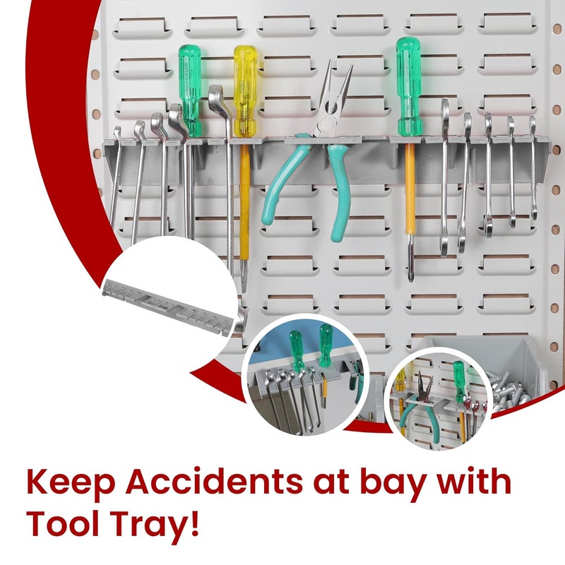 Alkon صينية أدوات حامل أدوات | منظم أدوات للورش | المرآب | المصنع | المتجر | محطة العمل | الأعمال اليدوية، مجموعة من 2، رمادي - Image 3