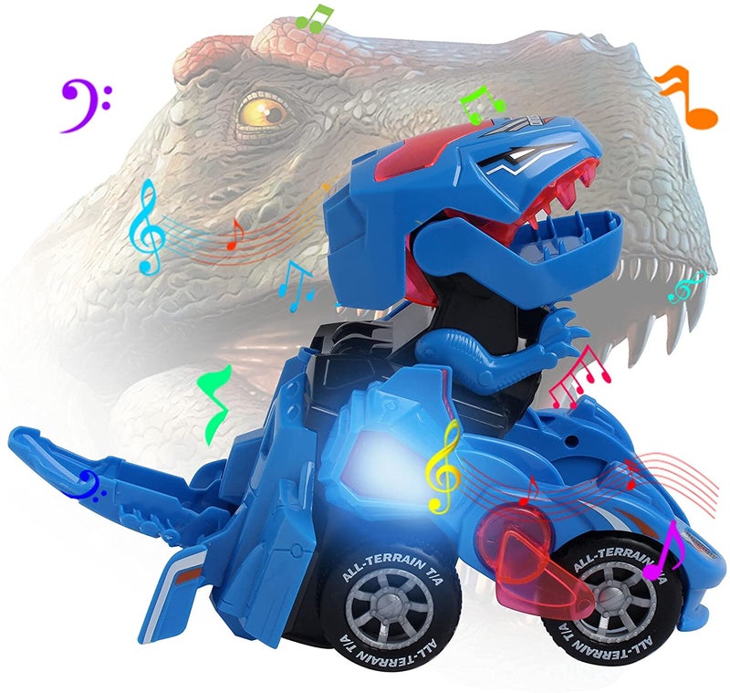 Transforming Dinosaur Car Blue: Automatic Transformation, LED Lights & Dynamic Music - Interactive Toy for Boys Aged 3-8, Christmas Gifts - Image 5