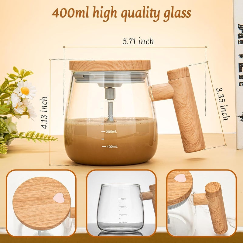 RAIYARAJ Self Steering Mug 400ML USB Charging High Speed Mixing Cup High Borosilicate Glass Mixing Coffe Mug Glass Automatic Steering Cup for CoffeMilkProtein Powder at HomeOfficeTravel - Image 5
