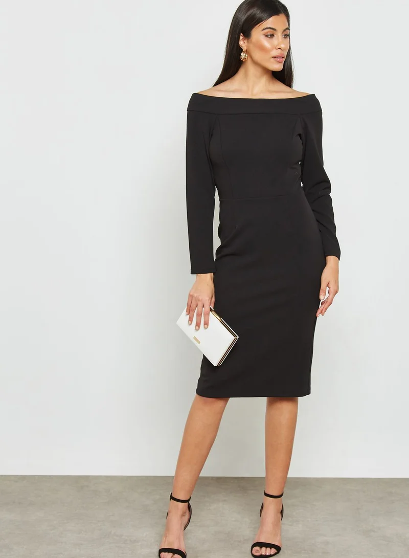 Wallis Bardot Long Sleeve Midi Dress