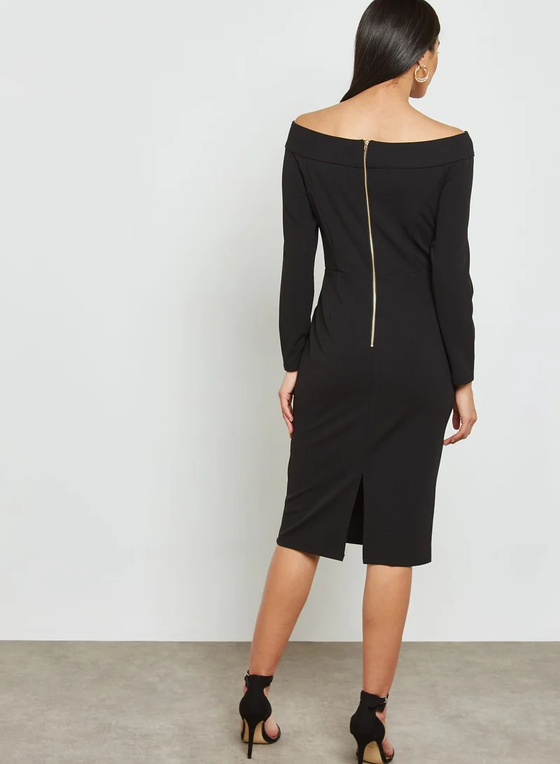 Wallis Bardot Long Sleeve Midi Dress