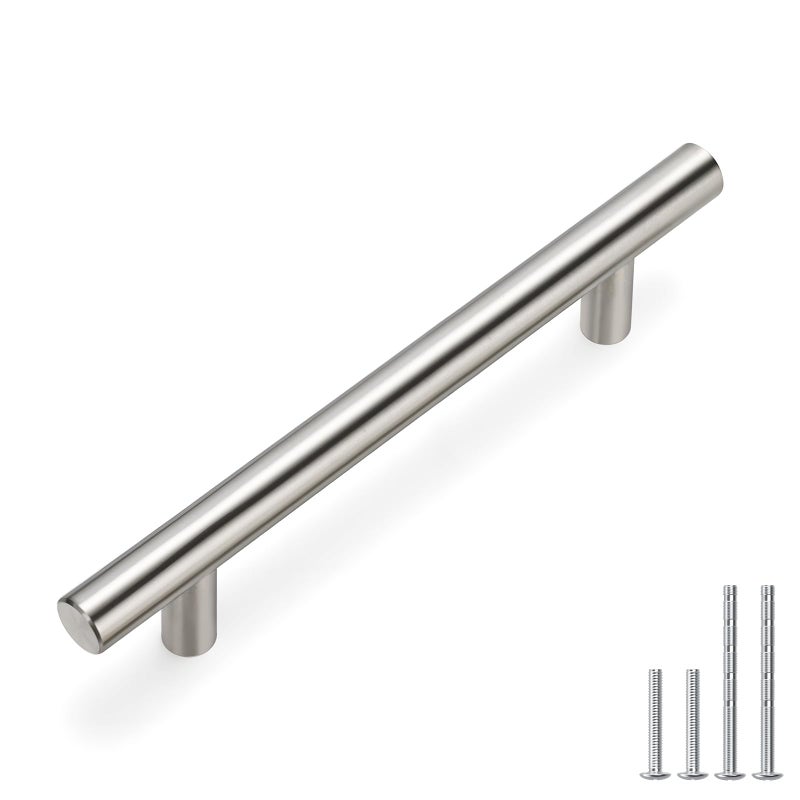 homdiy Brushed Nickel Cabinet Handles Drawer Pulls - HD201SN Cabinet Pulls 4in Hole Centers Cabinet Hardware 5Pack Cabinet Door Handles for Kitchen Cabinets - Image 4