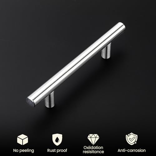 homdiy Brushed Nickel Cabinet Handles Drawer Pulls - HD201SN Cabinet Pulls 4in Hole Centers Cabinet Hardware 5Pack Cabinet Door Handles for Kitchen Cabinets - Image 2