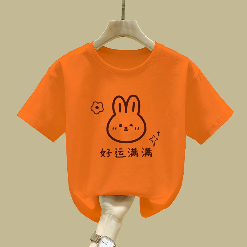 2522# Girls Short-Sleeved Summer T-Shirt New Cotton Summer Middle And Big Girls T-Shirt Top Base Shirt - Image 1
