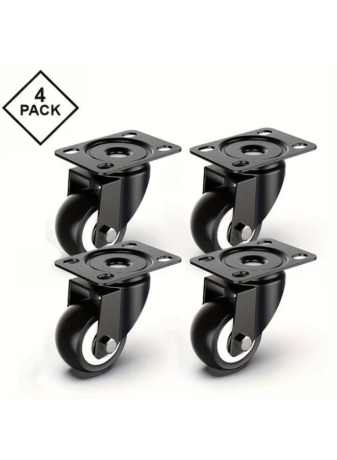 4 قطع عجلات دوّارة متينة قابلة للدوران مقاس 1.5 بوصة مع فرامل لمعدات الأثاث - Image 1