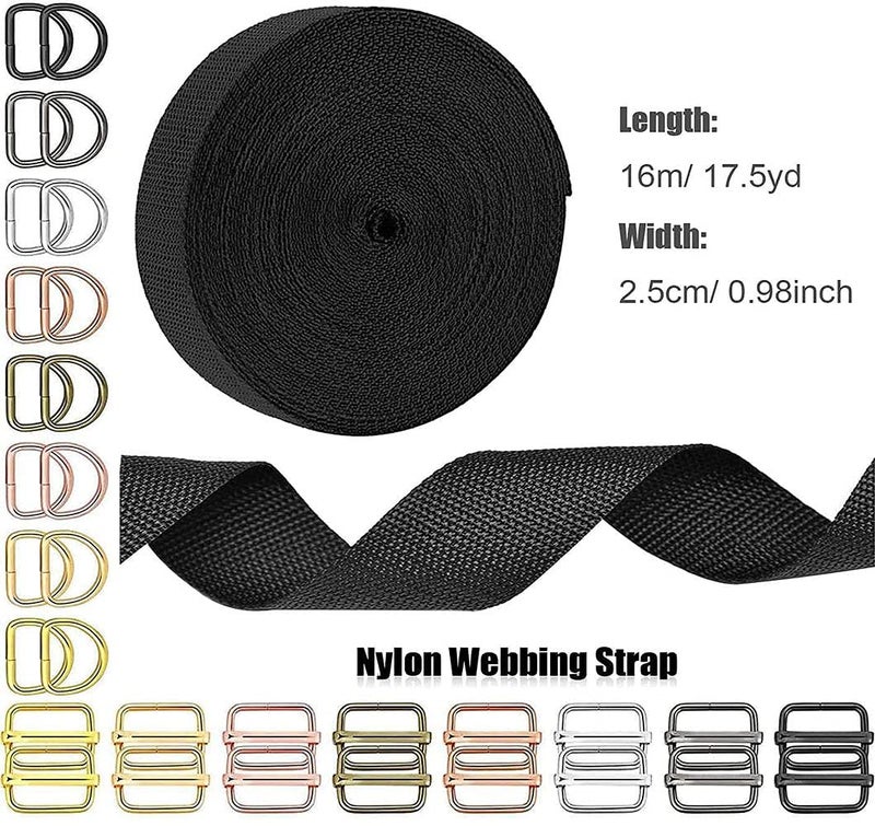 DIY Crafts DIY Crafts DIYC14384 Crafts Side Slide Release Buckles TriGlide Slides Nylon Webbing Straps Metal Hardware D Rings Snap Hooks for Luggage Belt Handles Pet Collar Bags 10 Pcs D Rings Rose Pink  - Image 3