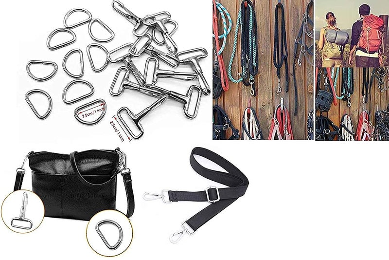 DIY Crafts DIY Crafts DIYC14384 Crafts Side Slide Release Buckles TriGlide Slides Nylon Webbing Straps Metal Hardware D Rings Snap Hooks for Luggage Belt Handles Pet Collar Bags 10 Pcs D Rings Rose Pink  - Image 4