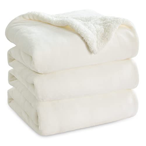 Bedsure Sherpa Fleece Blankets King Size for Bed  Thick and Warm Soft Fuzzy Plush King Blanket for Winter Cream 108x90 Inches