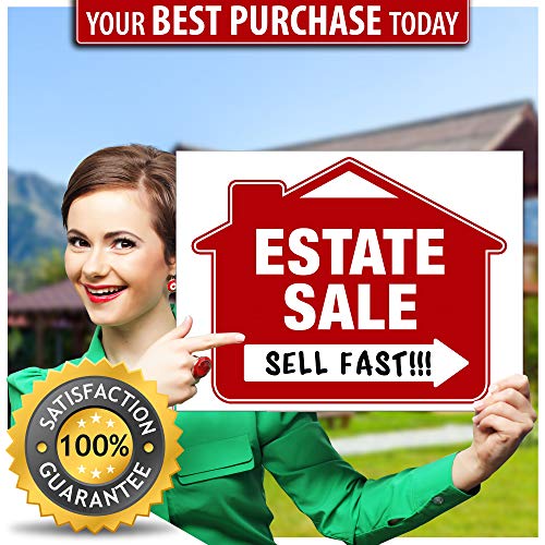 SignHero Estate Sale Signs (5 Pack) – Premium LARGE 24” x 18” Double-Sided Estate Sale Signs with Heavy Duty Stakes – Garage Sale Yard with Directional Arrows - Image 2