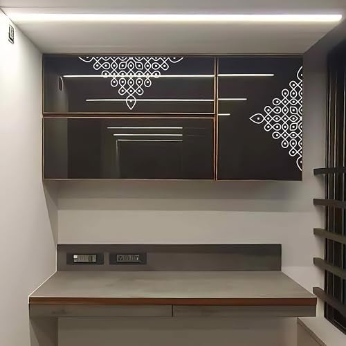 WallDesign Kolam Rangoli Wall Stickers (22x22inch) Medium - Traditional Artistic Indian Decor - White Colour - Image 3