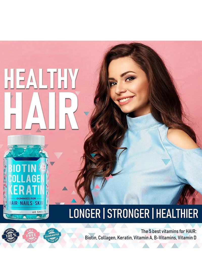 سكين علكات البيوتين كولاجين الكيراتين لبشرة أظافر هاري 3 في 1 علكة 60 حلويات - Image 1