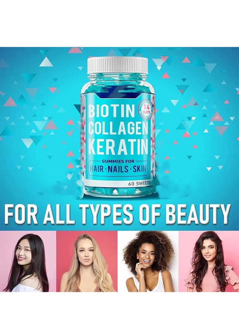 سكين علكات البيوتين كولاجين الكيراتين لبشرة أظافر هاري 3 في 1 علكة 60 حلويات - Image 2