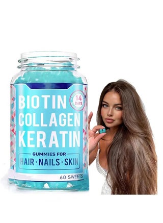 Biotin Collagen Keratin Gummies for Hari Nails Skin 3 in 1 gummy 60 Sweets - view 4